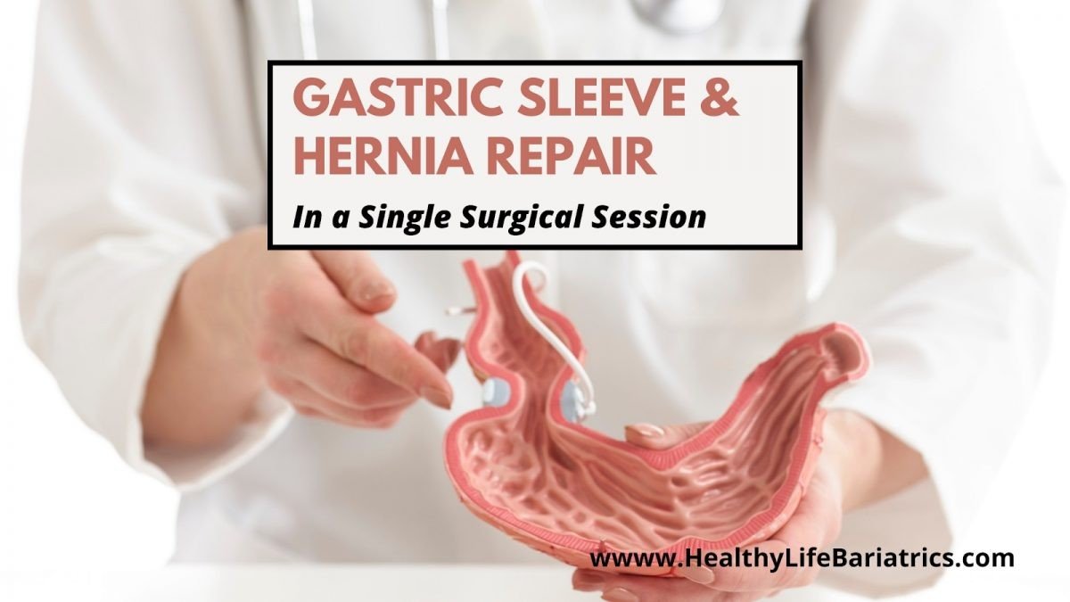 Gastric sleeve and hernia repair in a single surgical session.