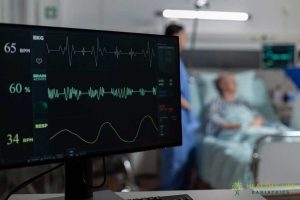 An ecg monitor in a hospital room.