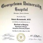 Awards diploma from Georgetown University Hospital.