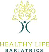 The logo for healthy life paradise with a footer.