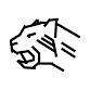 A tiger's head drawn in black and white.