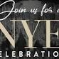 A black and white image with the words "join us for a NYE celebration" surrounded by awards.