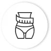 Icon of a waist-measuring tape wrapped around a stylized drawing of a lower torso wearing underwear, symbolizing weight loss surgery in Los Angeles.