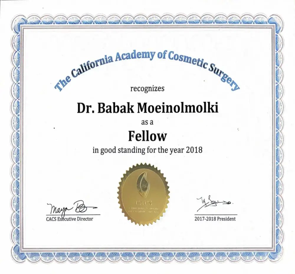 California Academy of Cosmetic Surgery Fellow-Certificate